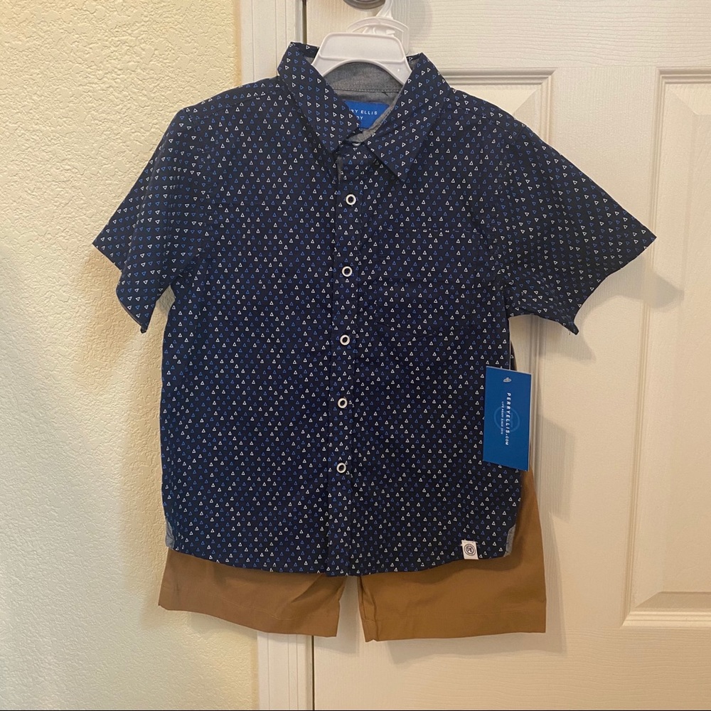 NWT Perry Ellis short sleeve button up set